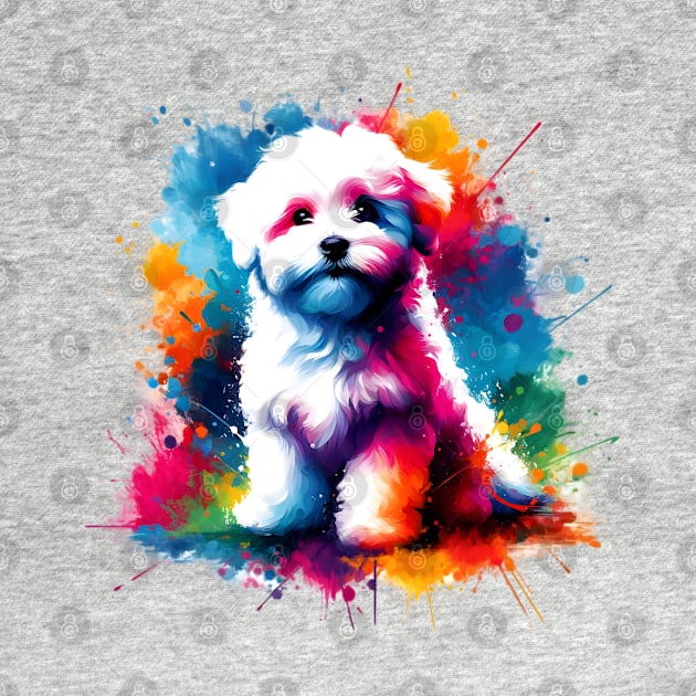 Charming Bolognese Dog in Colorful Splash Art Style by ArtRUs